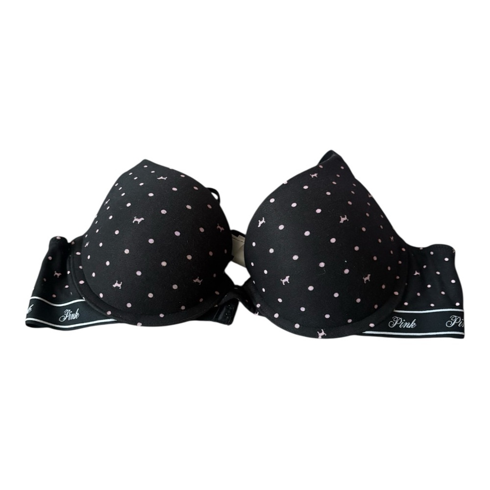 Victoria’s Secret PINK Black and Pink Polka Dot Bra 36B